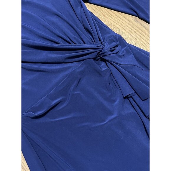 Lauren Ralph Lauren Long Sleeve Faux Wrap Round Neck Ruched Dress Size 6 Formal‎ - Picture 5 of 13